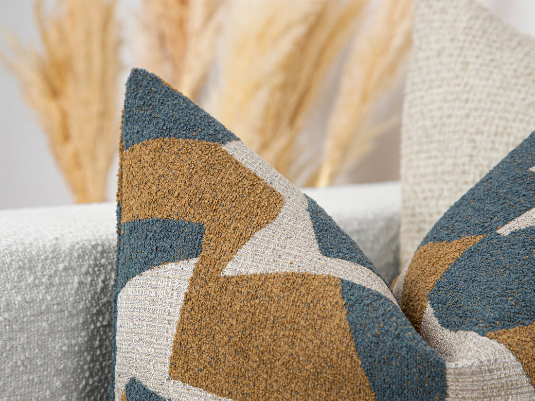 Mustard Geometric Textured Pillow Cover