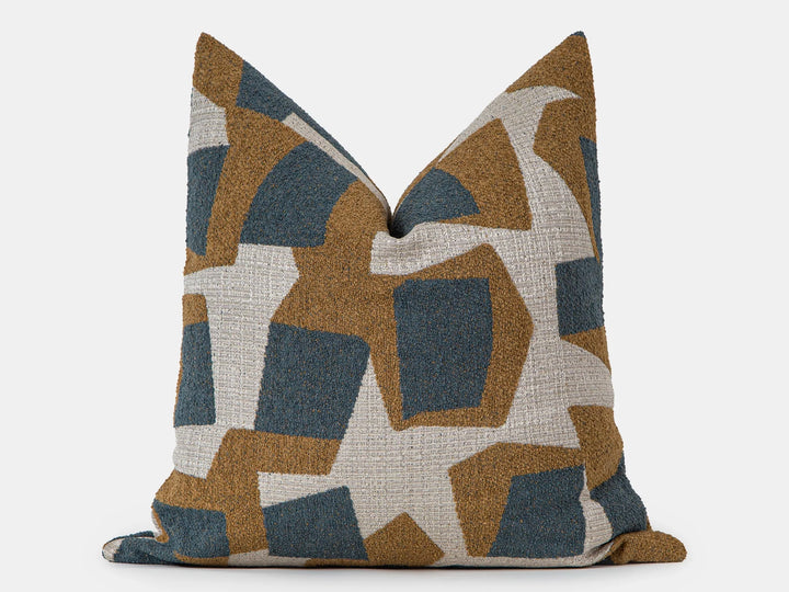 Mustard Geometric Textured Pillow Cover