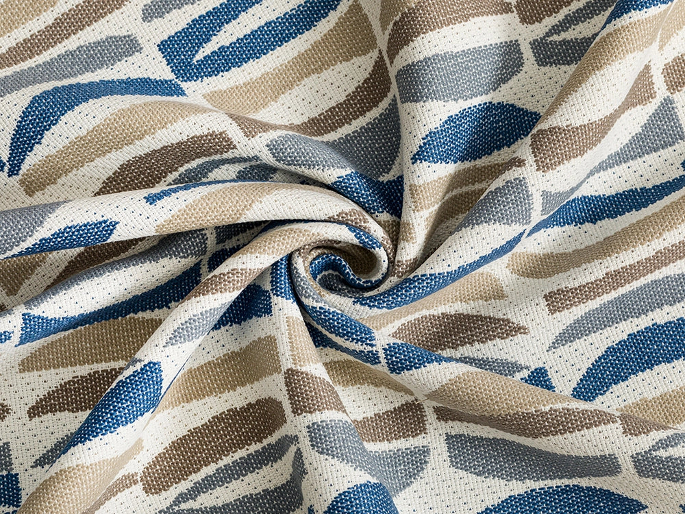 Navy Blue Geometric Upholstery Fabric - Outdoor & Indoor