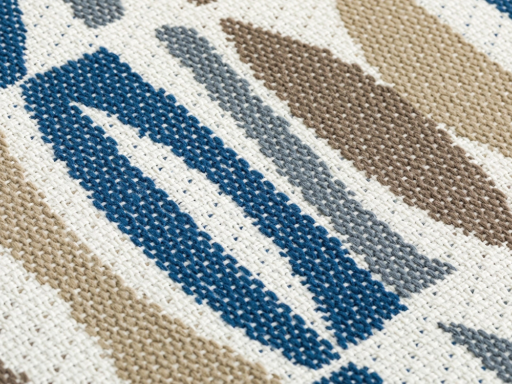 Navy Blue Geometric Upholstery Fabric - Outdoor & Indoor