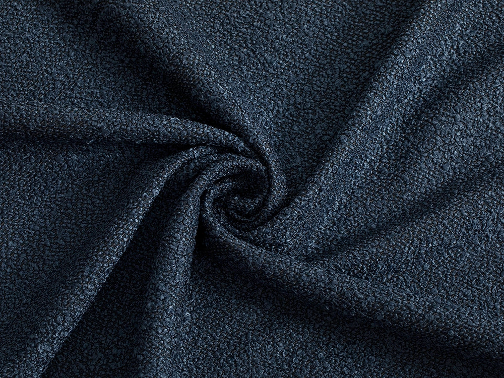 Navy Blue Boucle Upholstery Fabric - Textured & Royal