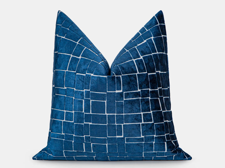 Navy Blue Cut Velvet Pillow Cover