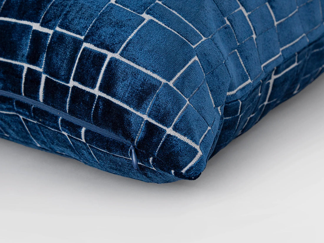 Navy Blue Cut Velvet Pillow Cover