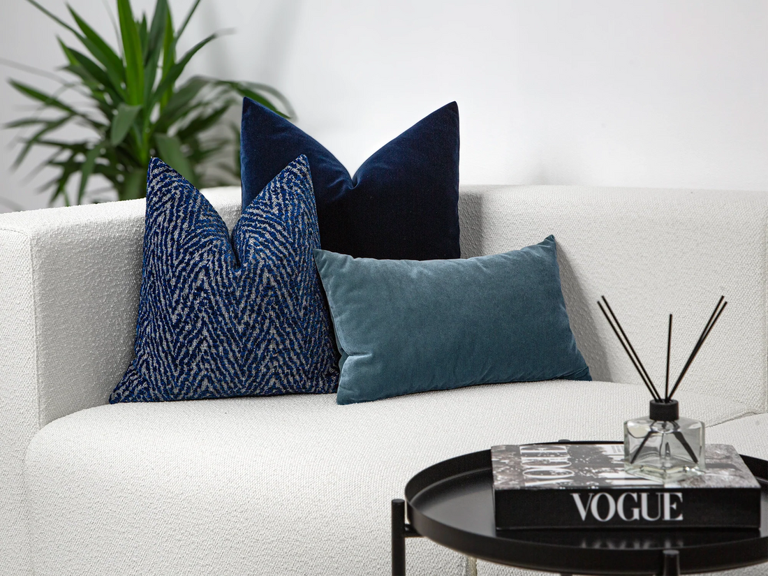 Navy Blue Textured Chevron Pillow Cover