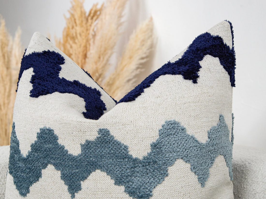 Blue Chevron Pillow Cover - Textured & Soft