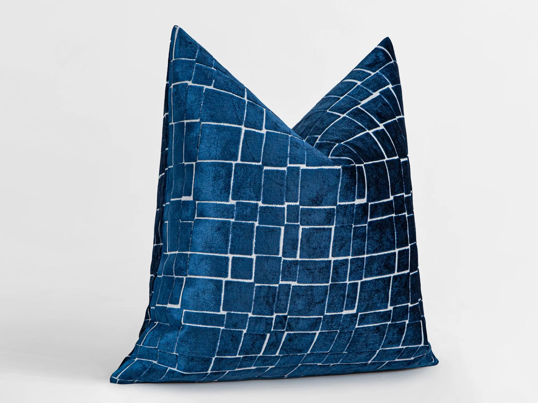 Navy Blue Cut Velvet Pillow Cover
