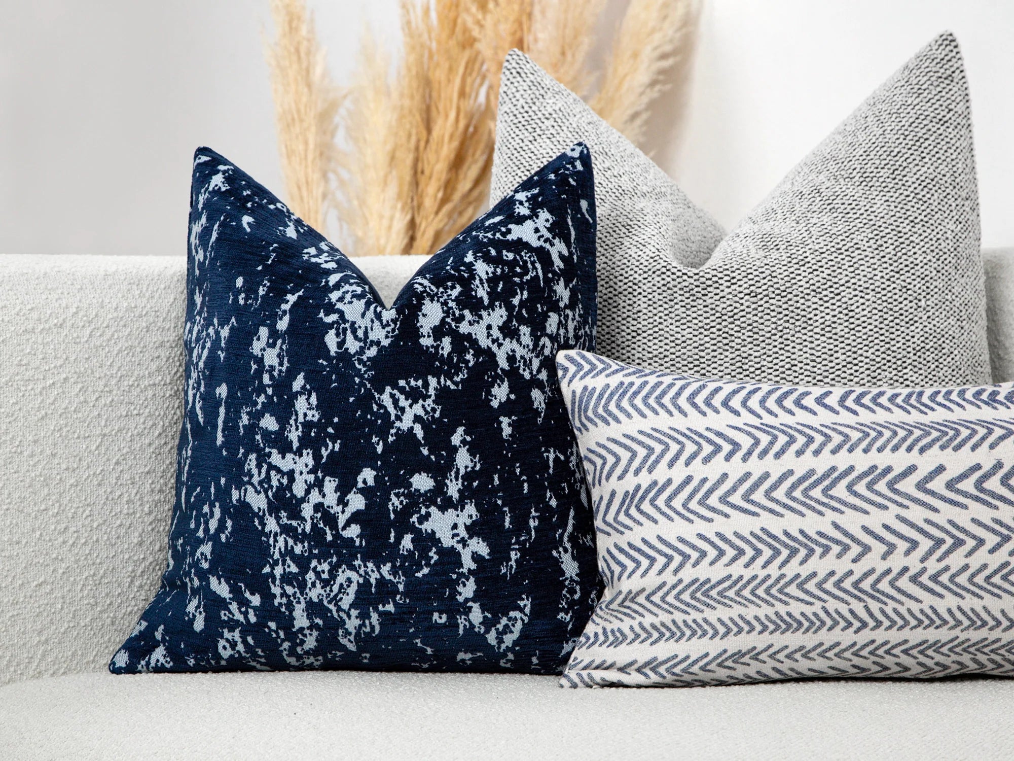 Navy Abstract Textured Pillow Cover