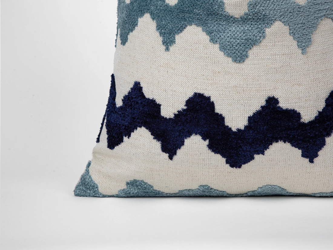 Blue Chevron Pillow Cover - Textured & Soft