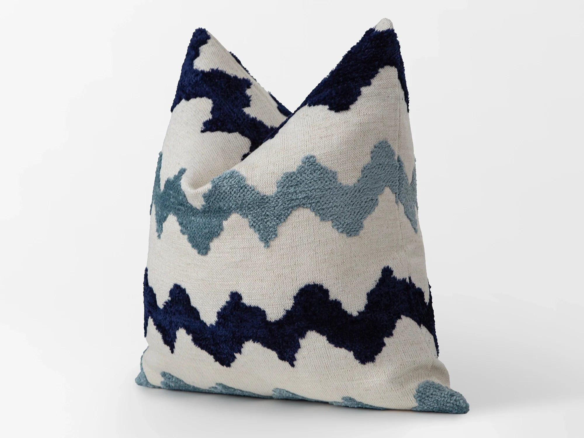 Blue Chevron Pillow Cover - Textured & Soft