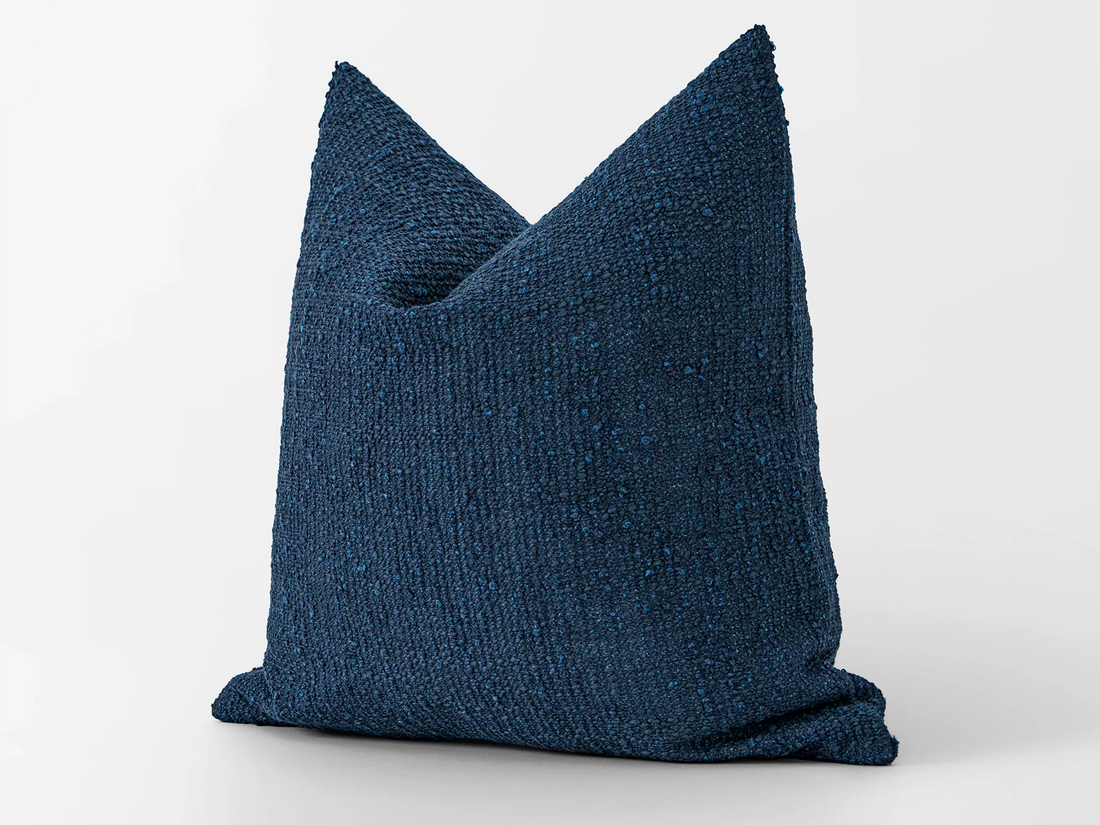 Navy Boho Boucle Pillow Cover