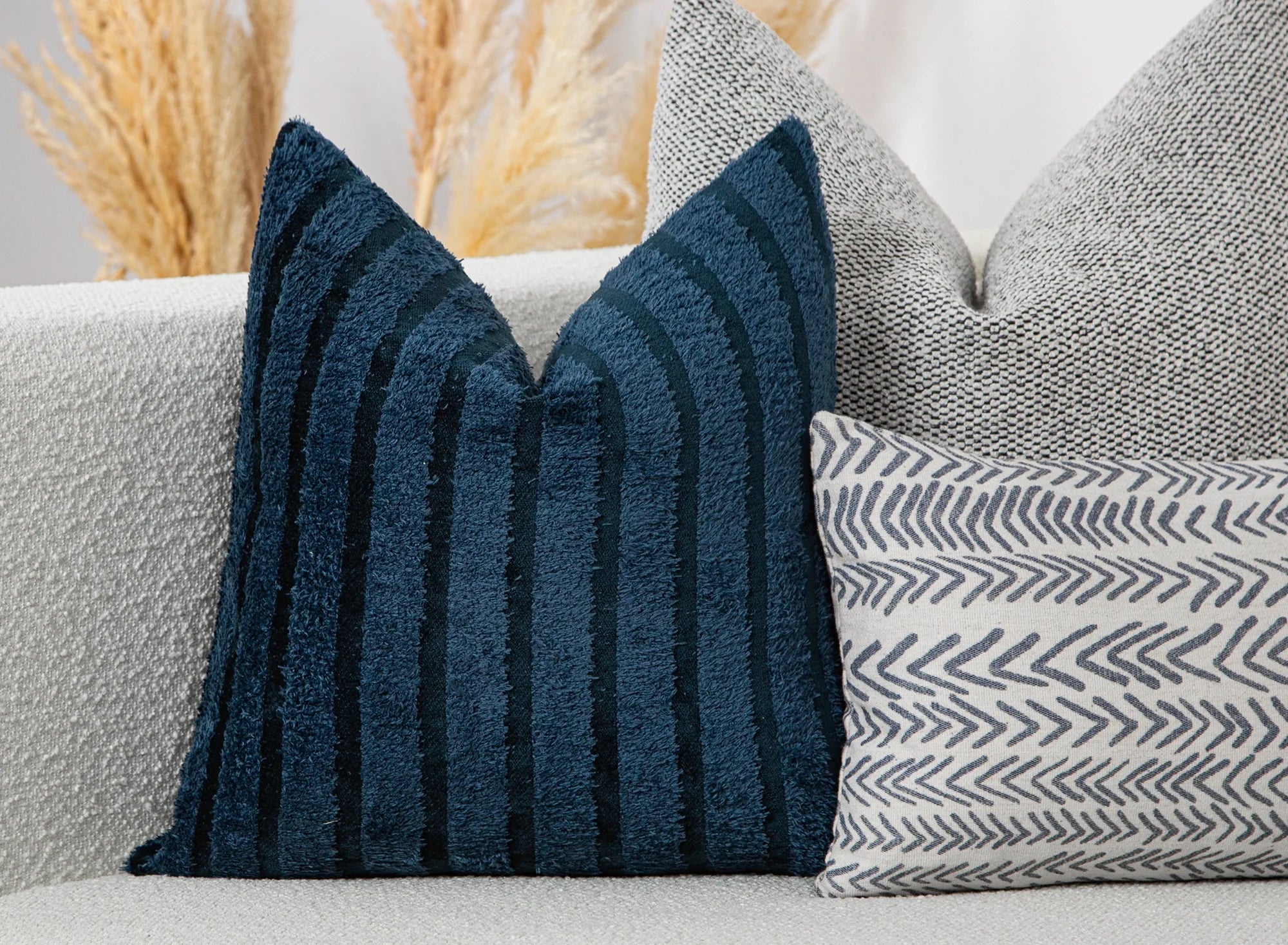 Navy Striped Super Soft Fluffy Pillow Cover