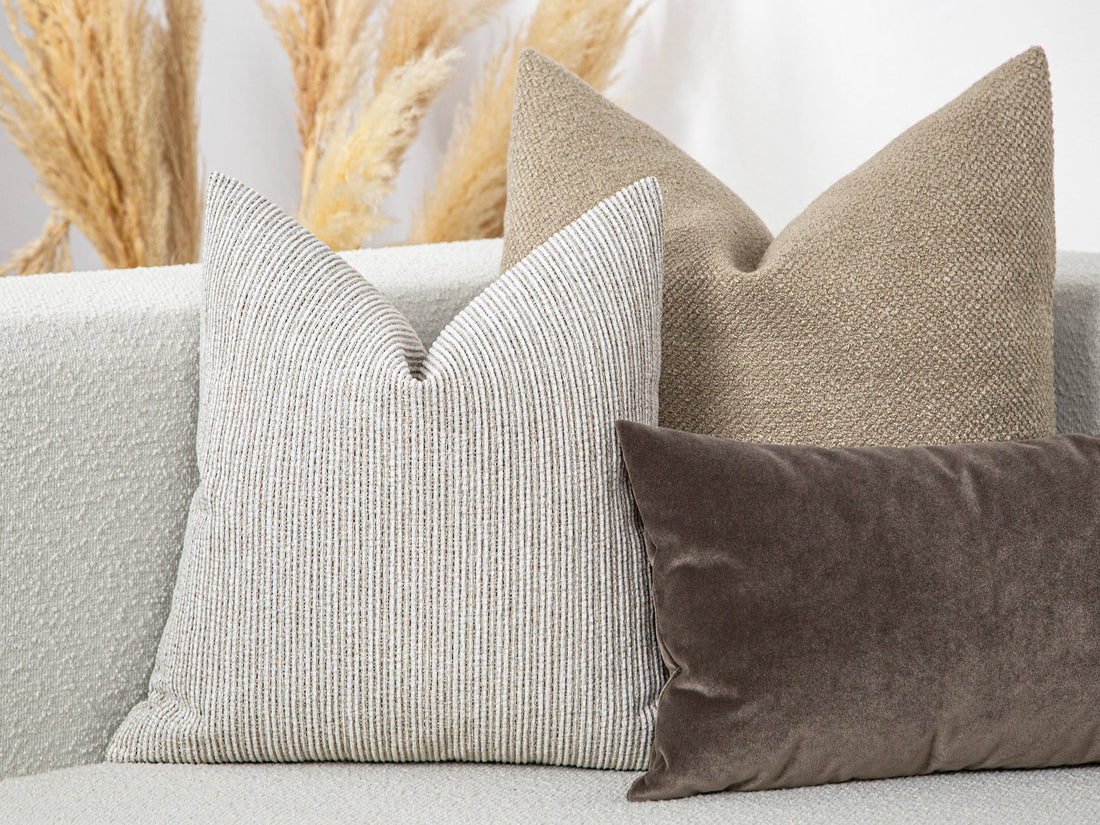 Neutral Pinstripe Throw Pillow Cover