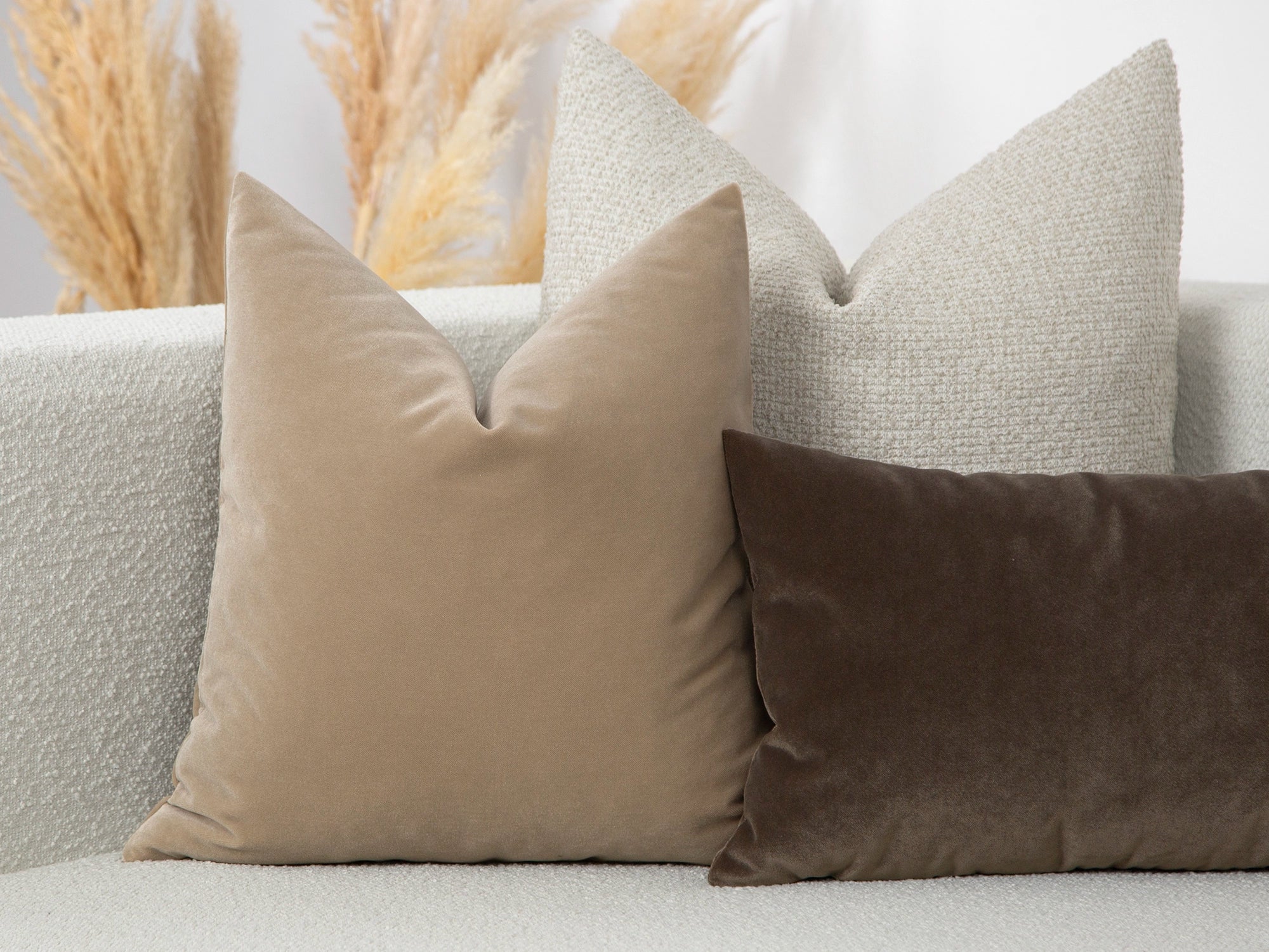 Beige Velvet Pillow Cover