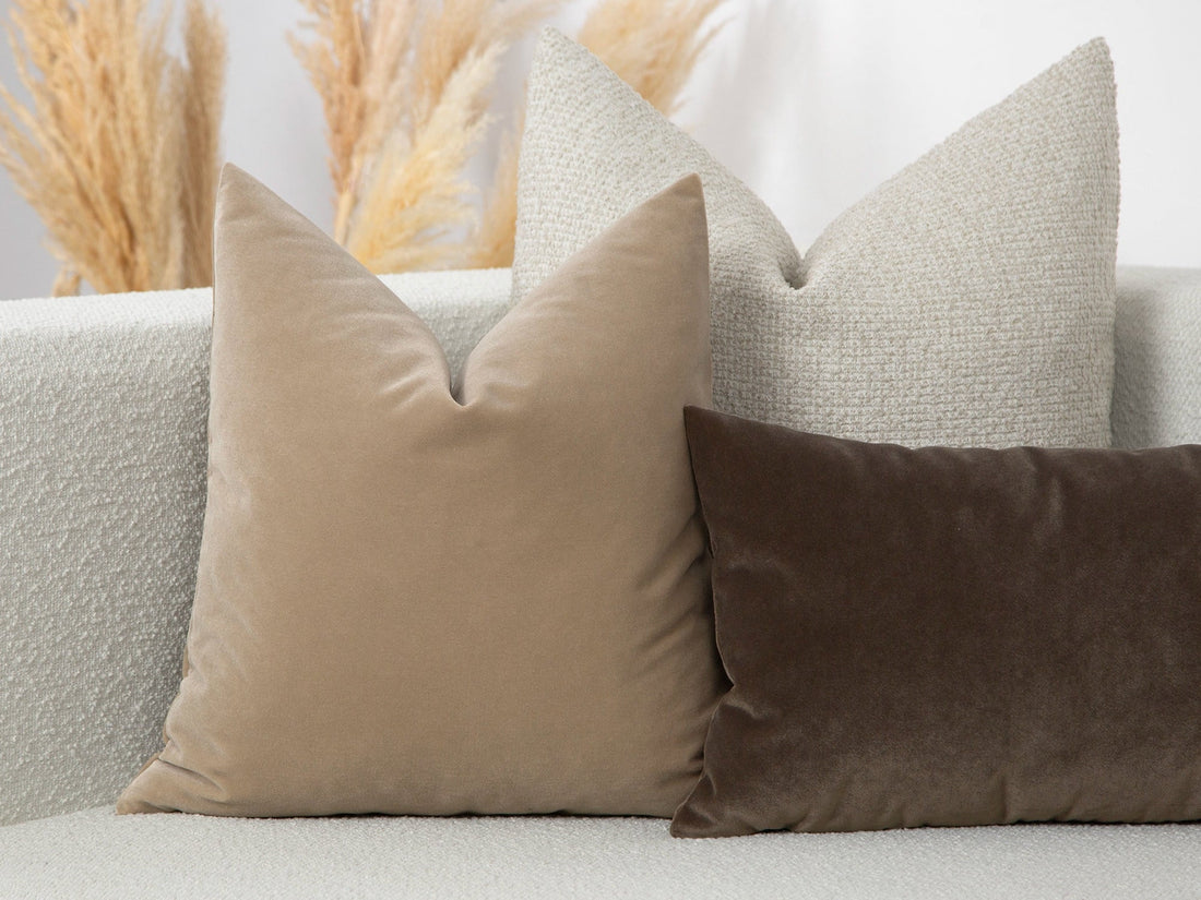Beige Velvet Pillow Cover