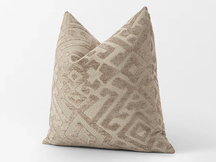 Beige Ethnic Pillow Cover - Textured & Rustic