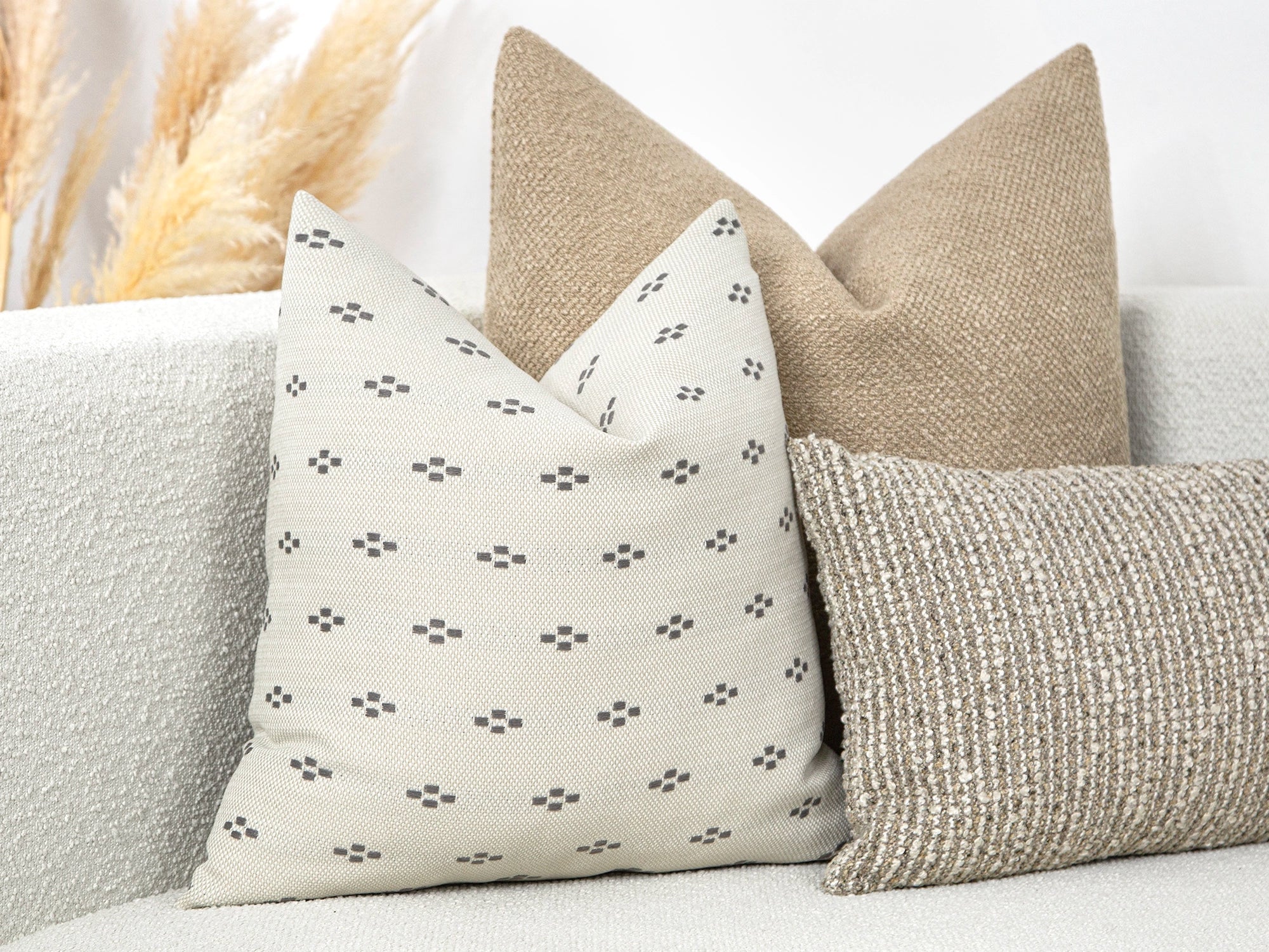 Boho Dotted Pillow Cover - Neutral & Earthy