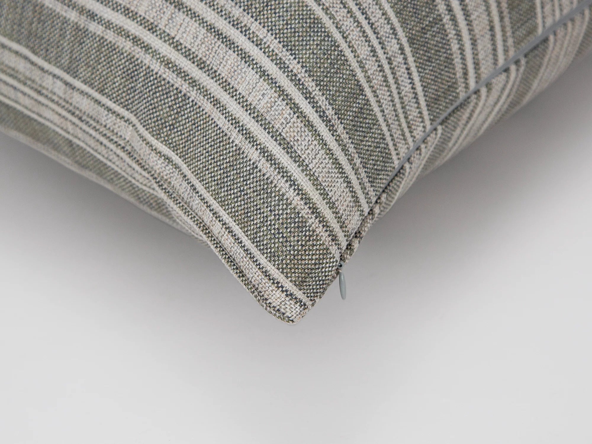 Muted Green Striped Linen Pillow Cover