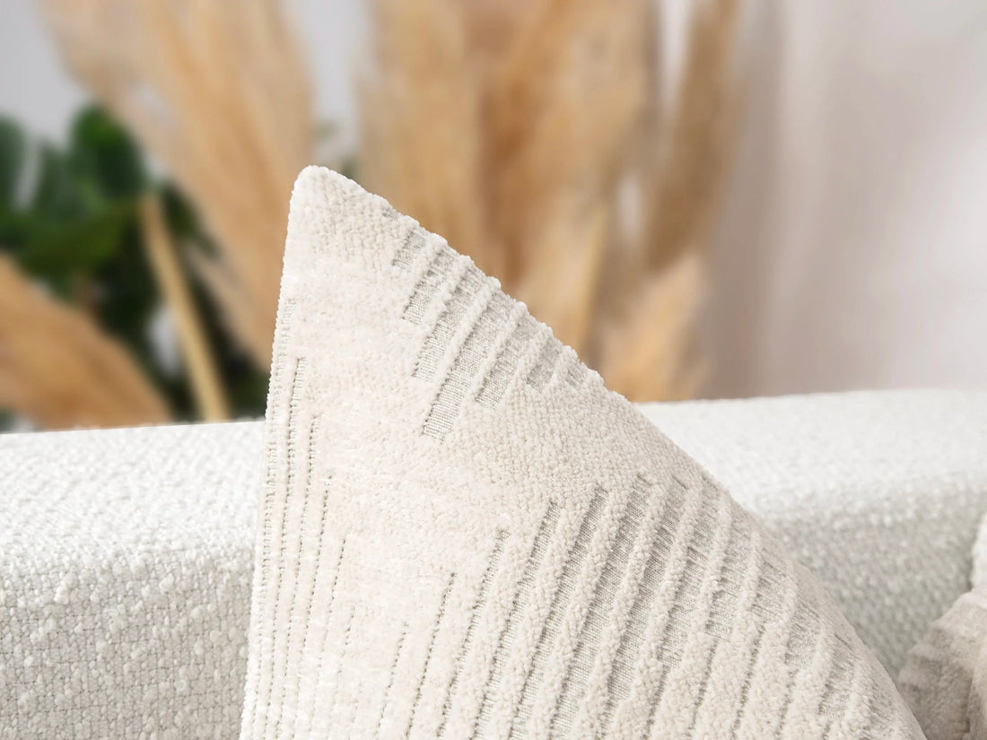 Ivory Chevron Textured Pillow Cover