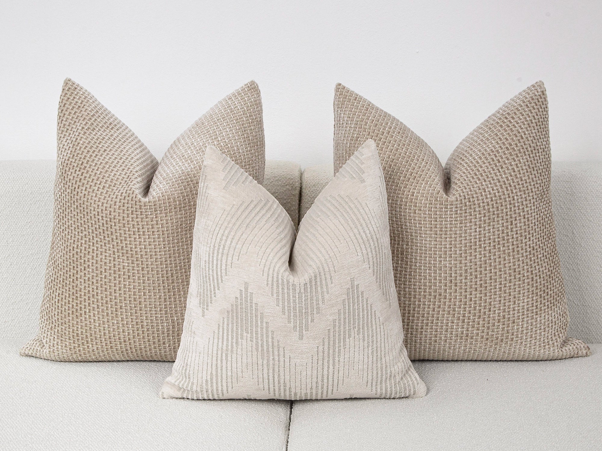 Ivory Chevron Textured Pillow Cover