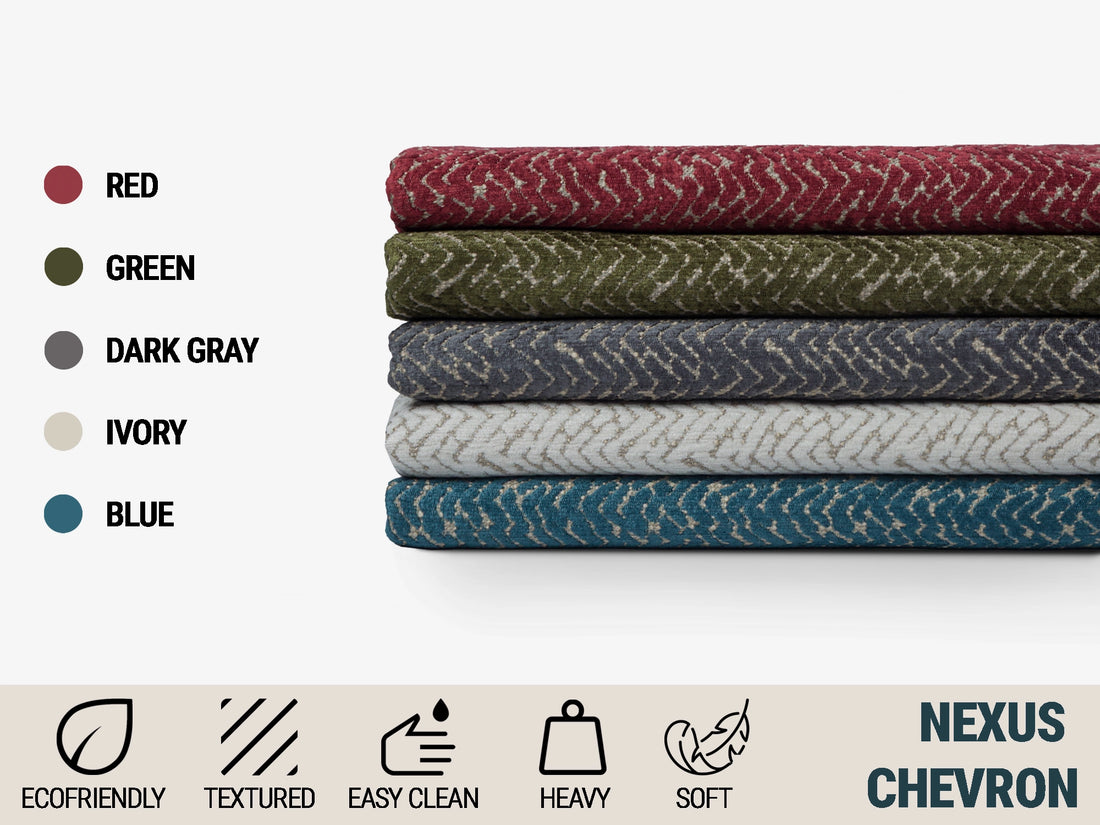 Ivory Chevron Upholstery Fabric - Textured & Neutral