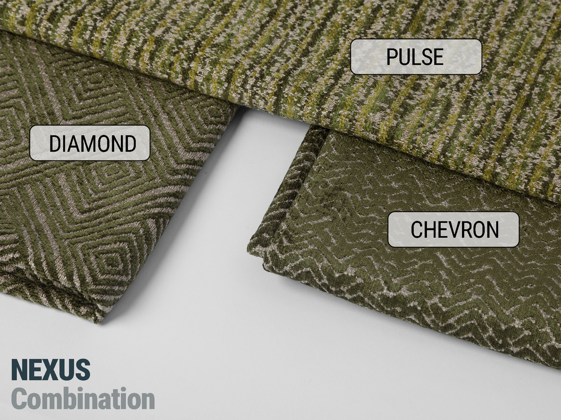 Green Chevron Upholstery Fabric - Textured & Durable
