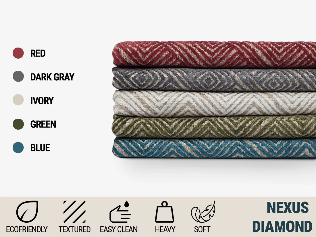 Dark Gray Geometric Upholstery Fabric – Textured & Soft