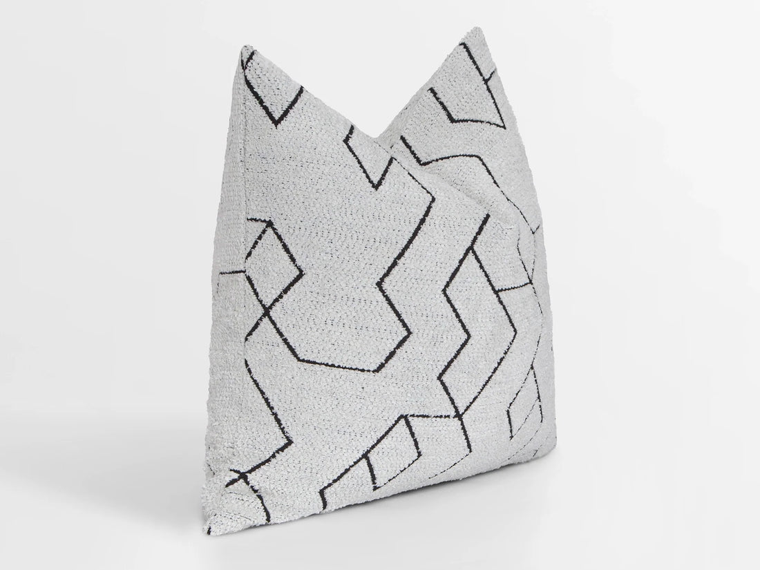 Off White and Black Geometric Pillow Cover