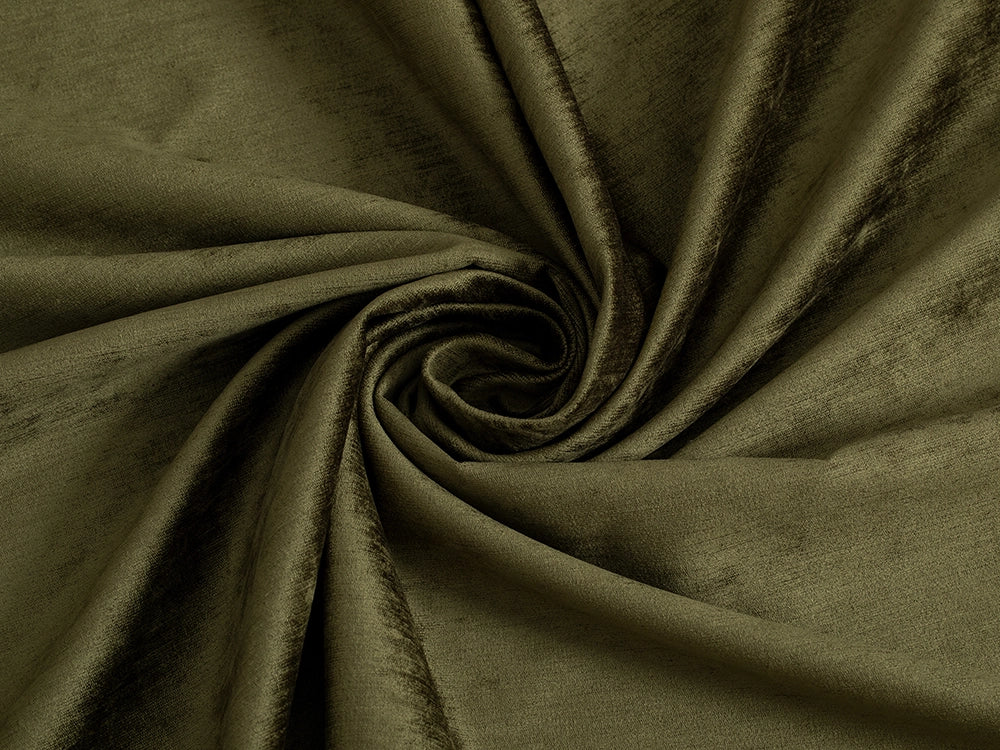 Olive Green Silky Upholstery Fabric - Luxury & Soft