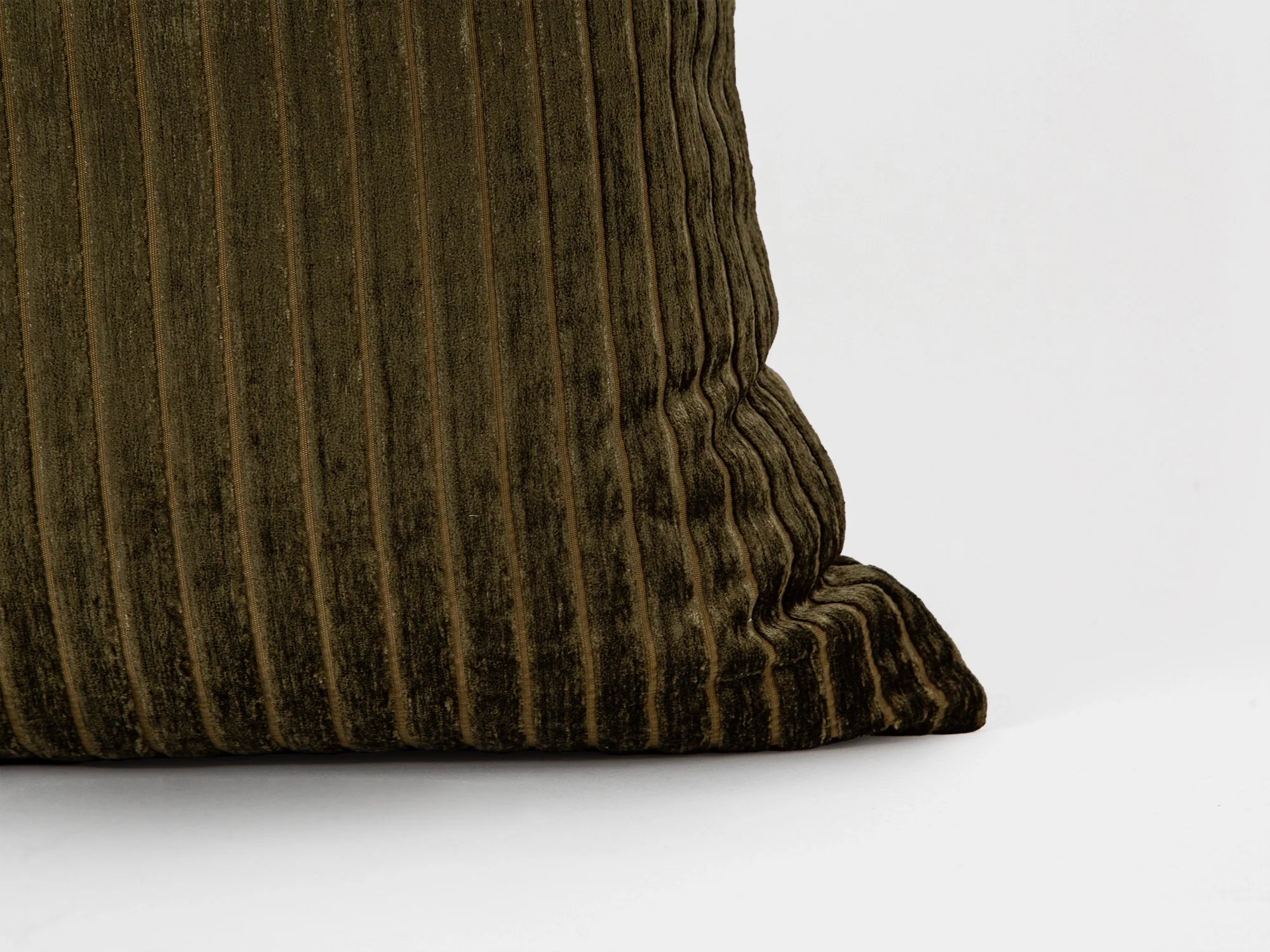 Dark Olive Shiny Velvet Corduroy Pillow Cover