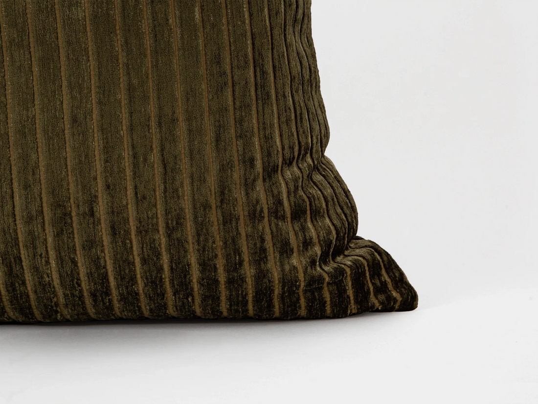 Dark Olive Shiny Velvet Corduroy Pillow Cover
