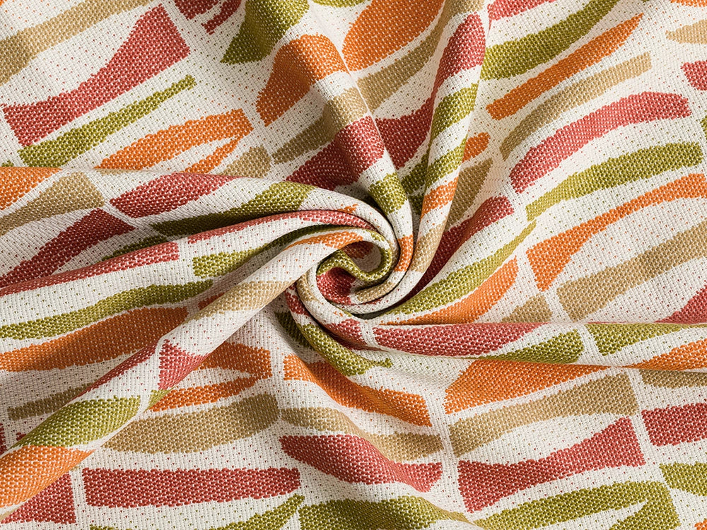 Orange Geometric Upholstery Fabric - Outdoor & Indoor