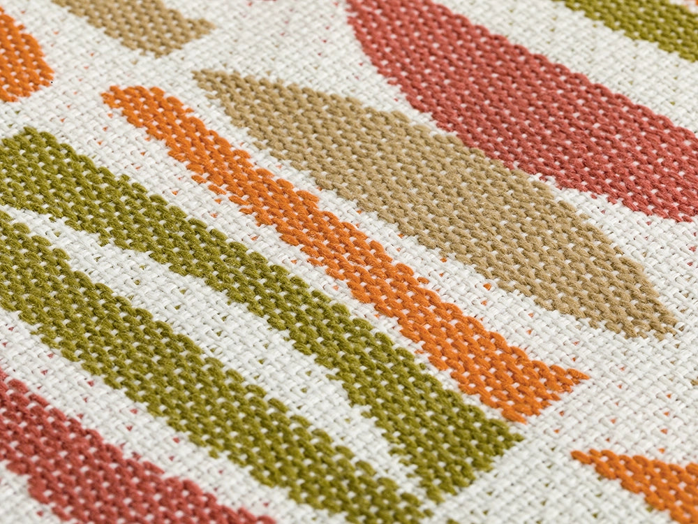 Orange Geometric Upholstery Fabric - Outdoor & Indoor
