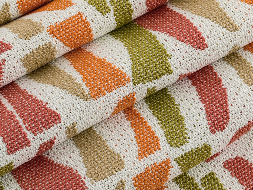 Orange Geometric Upholstery Fabric - Outdoor & Indoor