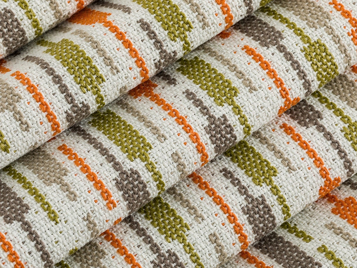 Orange Striped Upholstery Fabric - Outdoor & Indoor