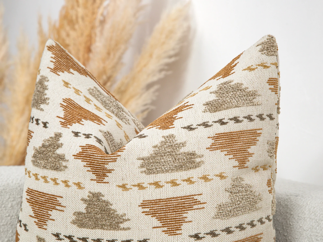 Dusty Orange Textured Geometric Pillow Cover