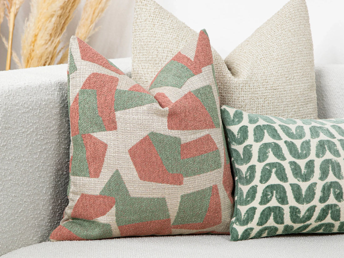 Pink Geometric Textured Pillow Cover