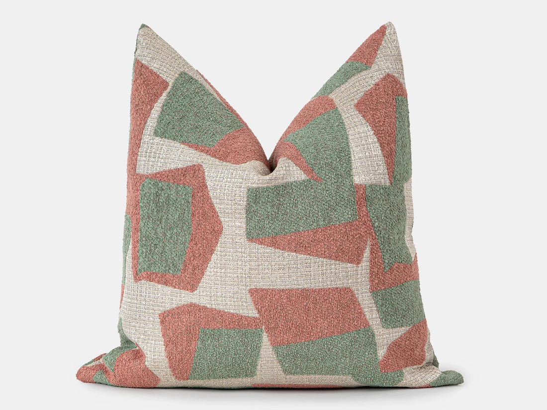 Pink Geometric Textured Pillow Cover
