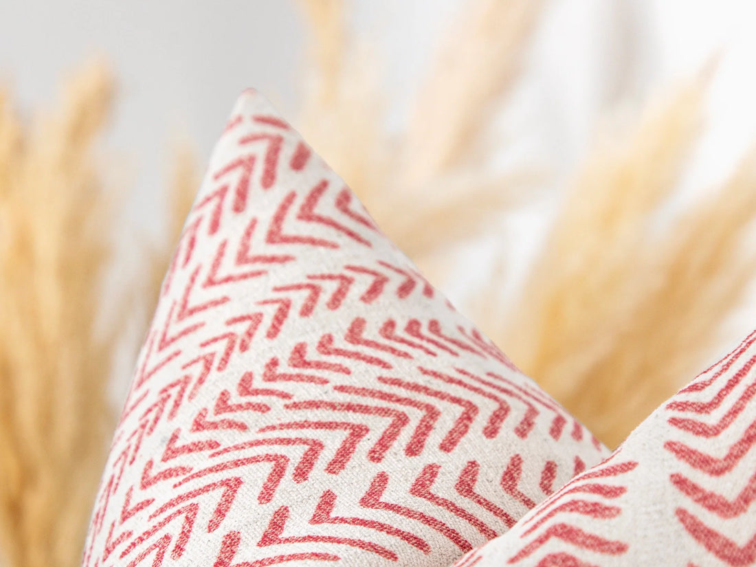 Pink Red Mudcloth Pillow Cover