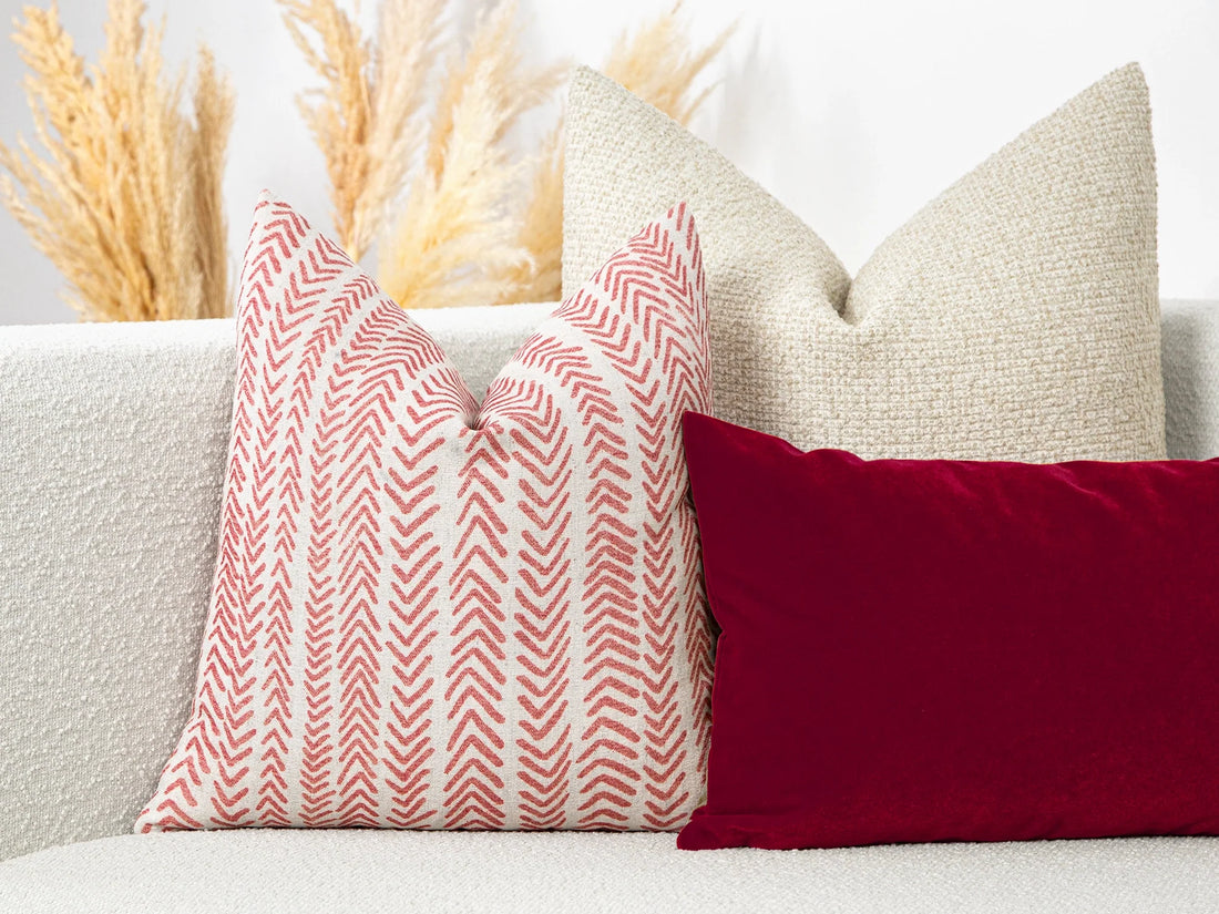 Pink Red Mudcloth Pillow Cover