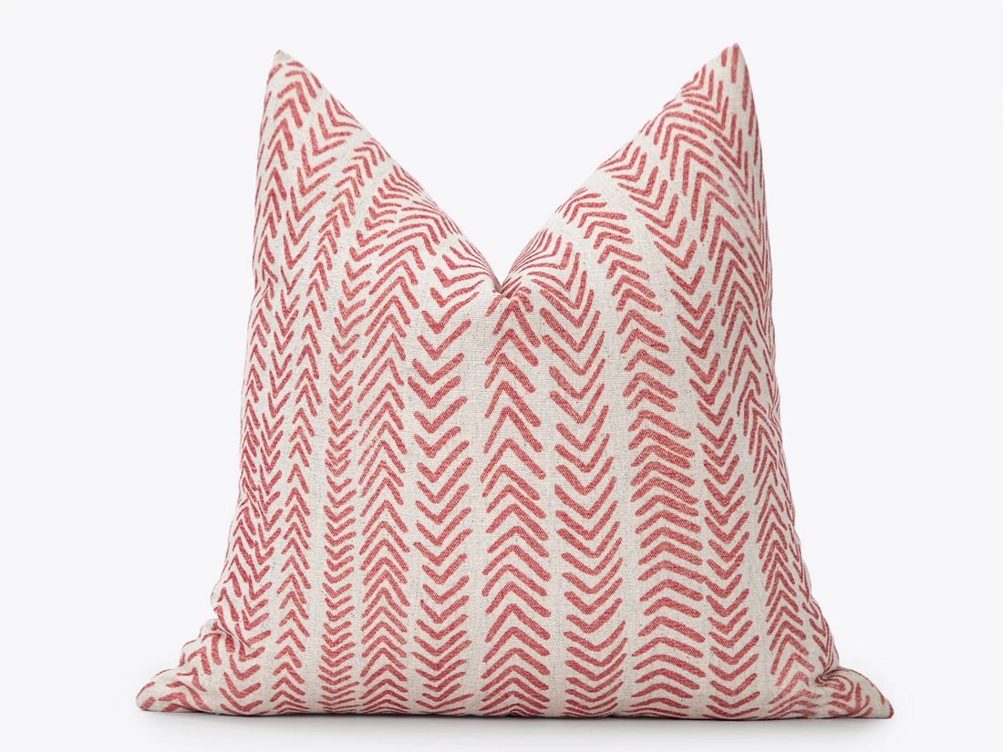 Pink Red Mudcloth Pillow Cover