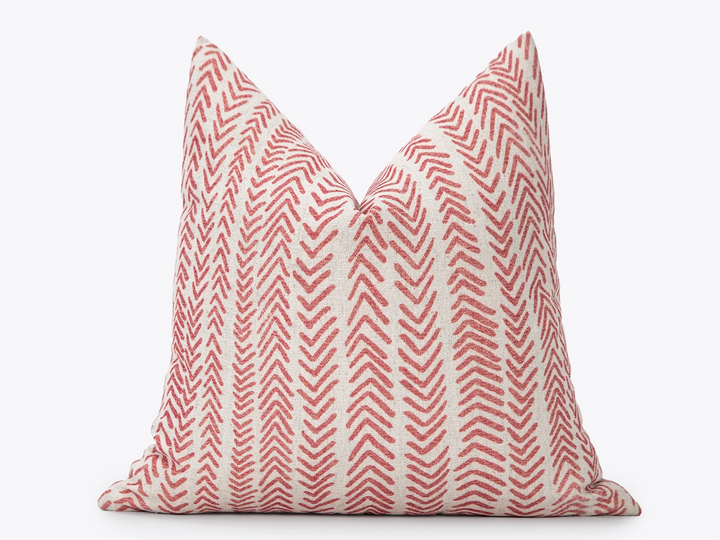 Pink Red Mudcloth Pillow Cover