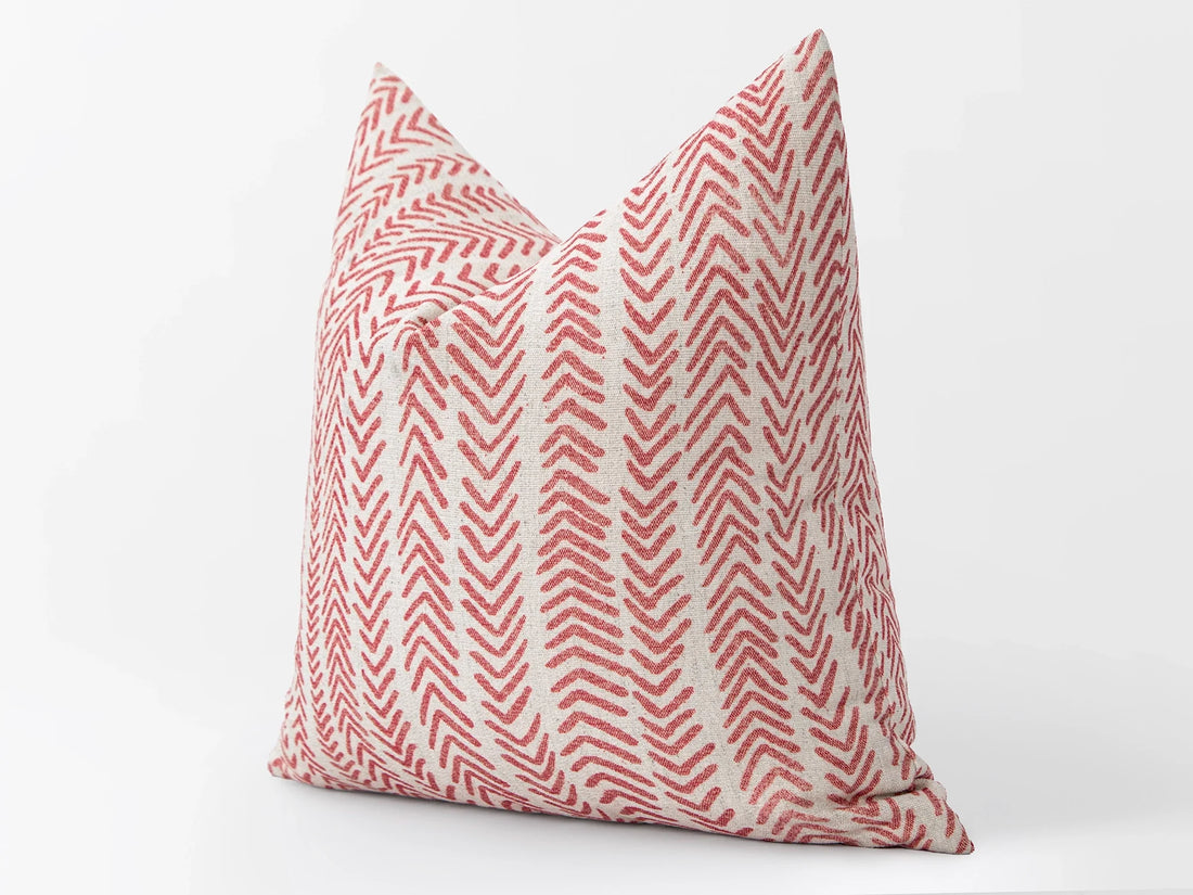 Pink Red Mudcloth Pillow Cover