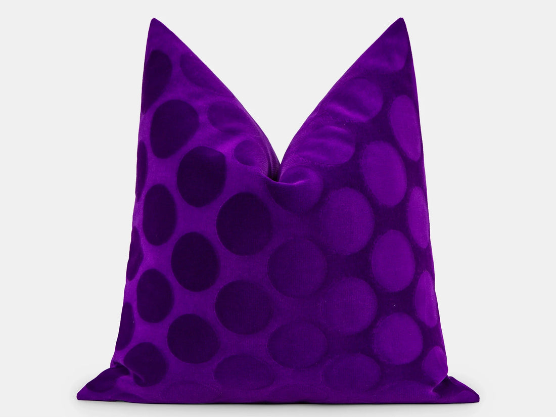 Purple Dotted Velvet Pillow Cover