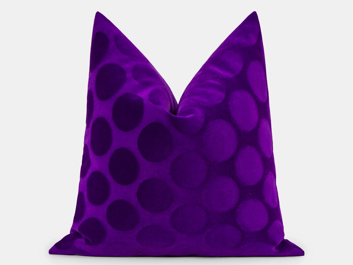 Purple Dotted Velvet Pillow Cover