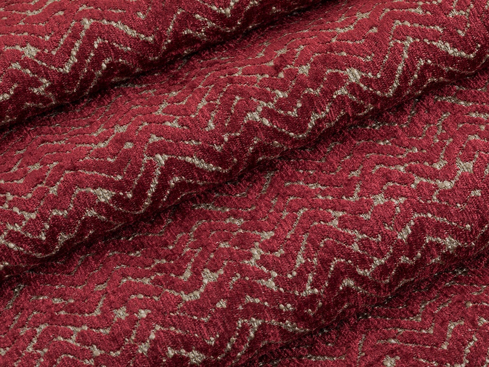 Red Chevron Upholstery Fabric - Textured & Durable