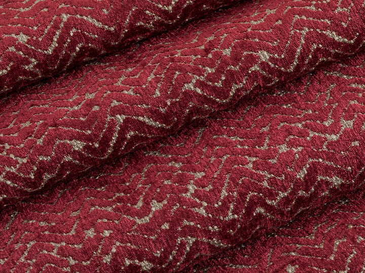 Red Chevron Upholstery Fabric - Textured & Durable