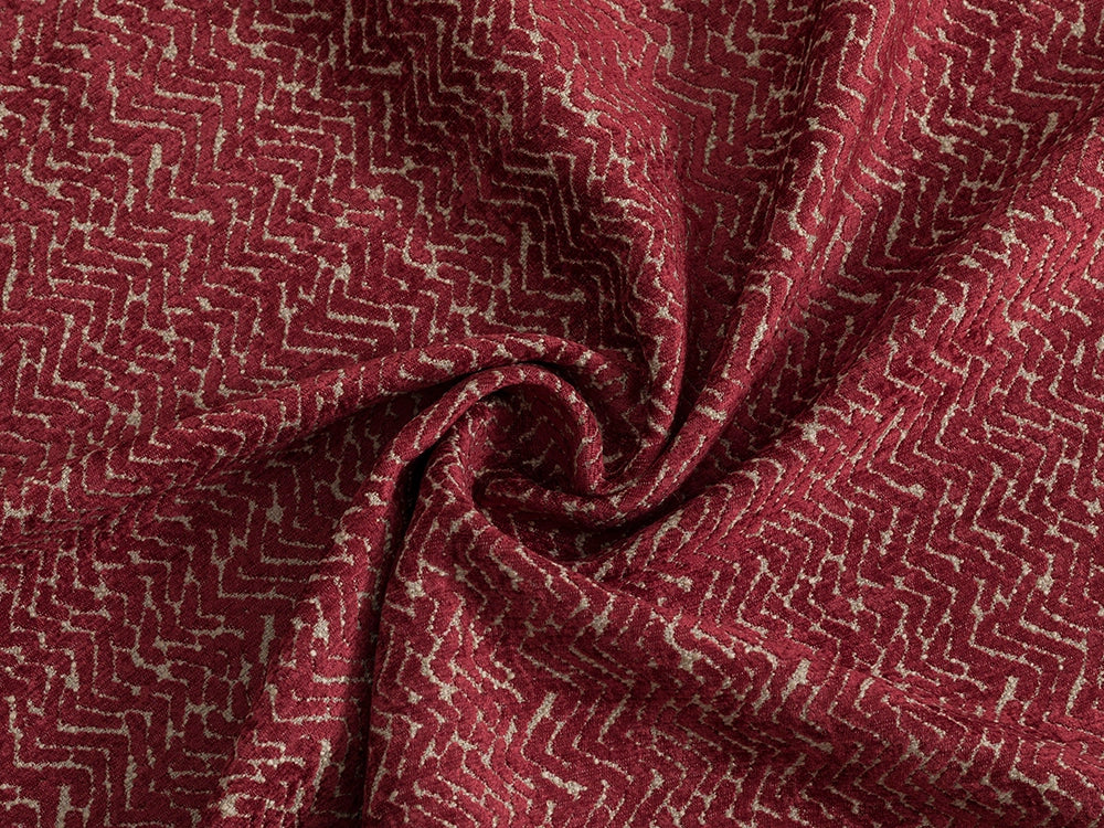 Red Chevron Upholstery Fabric - Textured & Durable