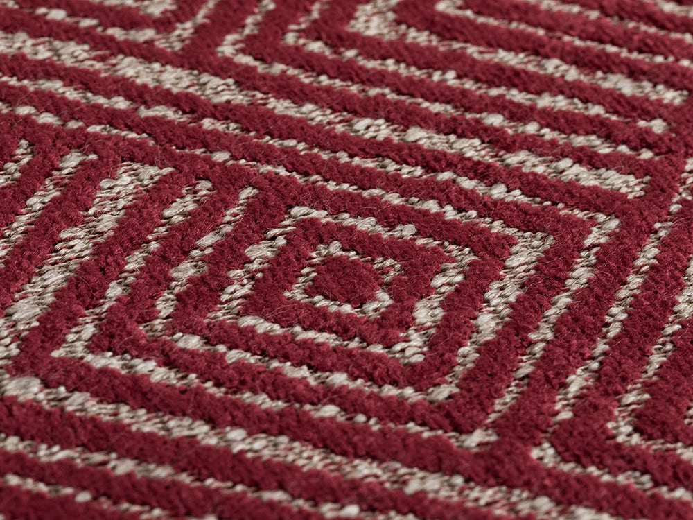 Red Geometric Upholstery Fabric – Textured & Soft