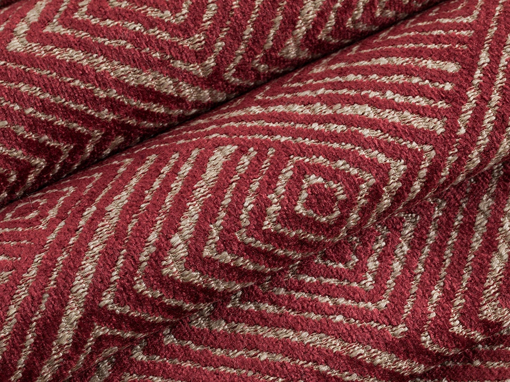 Red Geometric Upholstery Fabric – Textured & Soft