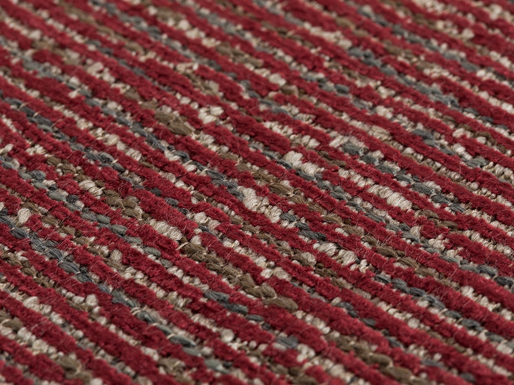 Red Striped Upholstery Fabric - Woven & Textured